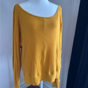 GAP Golden Off-Shoulder Ribbed Knit Shirt